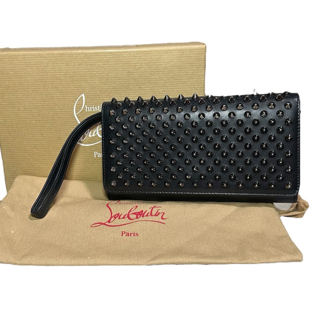 ❌SOLD❌Christian Louboutin Black Leather Clutch with Metallic Studs - Picture 11 of 11